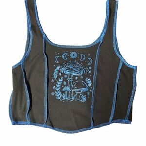 New mushrooms forest and moon crop top